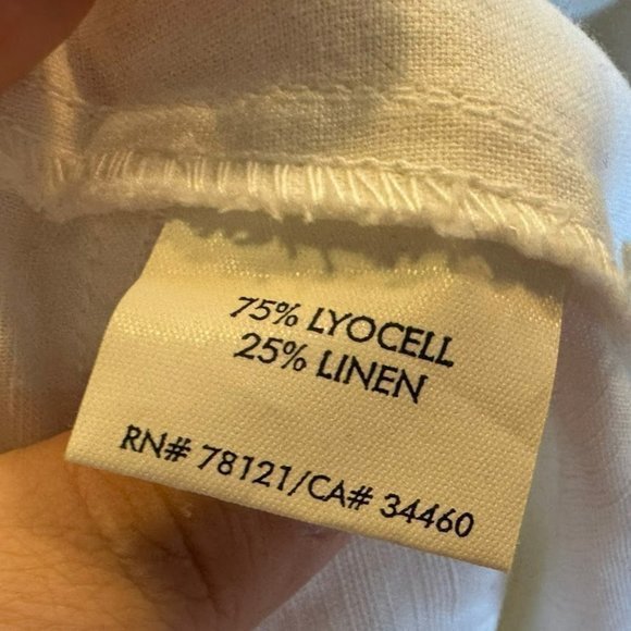 Eileen Fisher White Linen Blend Drawstring Cargo Straight Leg Pants Womens 4 - Picture 3 of 5